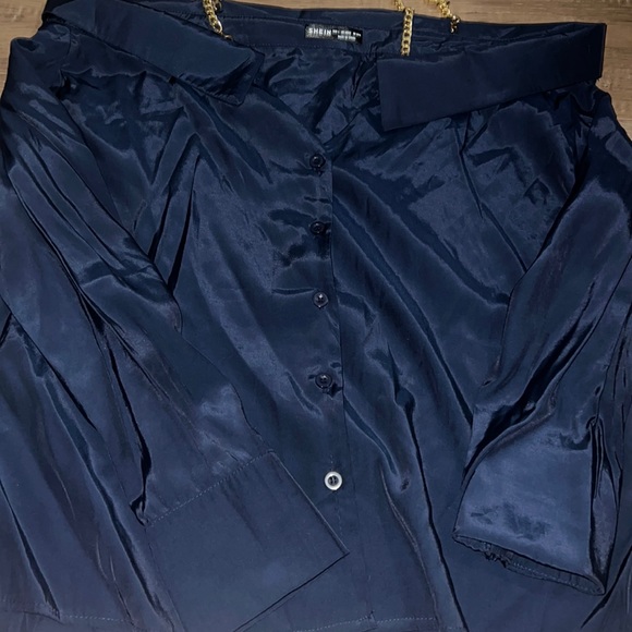 SHEIN Tops - Off The Shoulder Navy Blouse